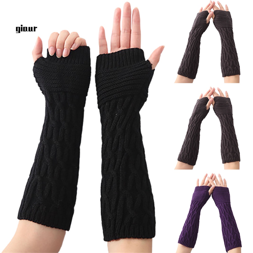 Găng tay giữ ấm mùa đông kết cấu xoắn co giãn dành cho nữ