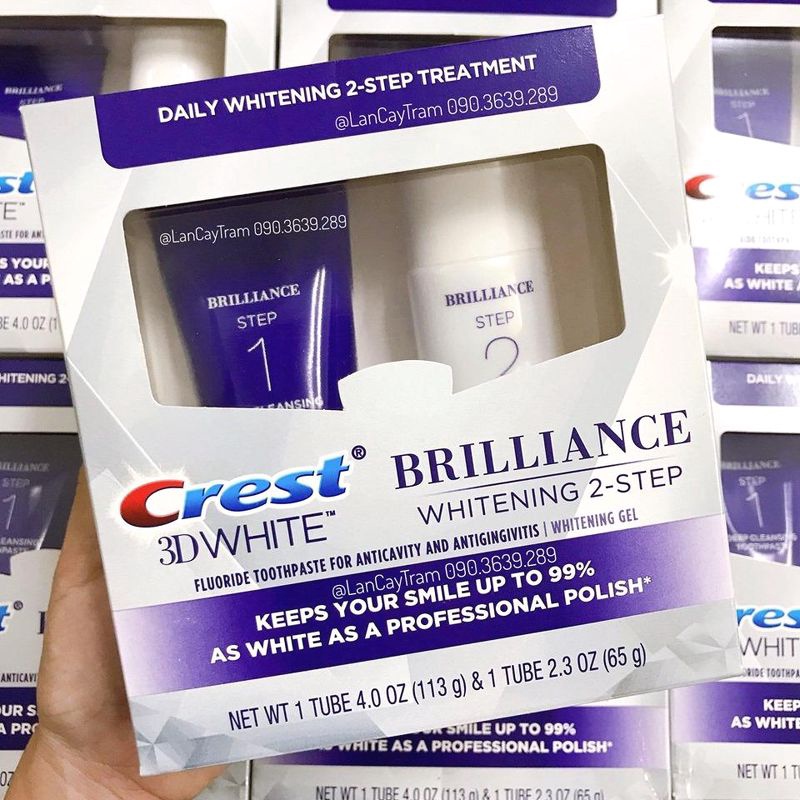 Bộ đôi kem đánh răng Crest 3D white Brilliance 2 Steps Tooth Paste