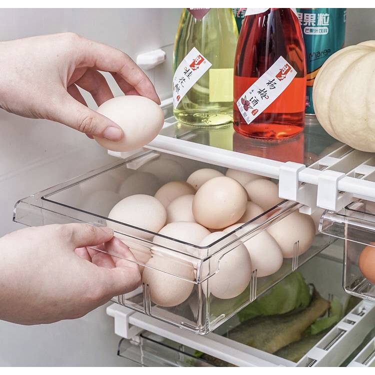 ㍿Hộp lưu trữ có thể kéo tự do sử dụng trong tủ lạnh 4/8 vách ngăn có thể tháo rời