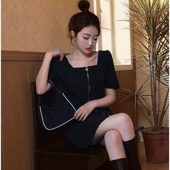 ✿ Plus Size/42-100 KG✿ 2020 Korean Women's Dress Square Collar Medium Length Skirt