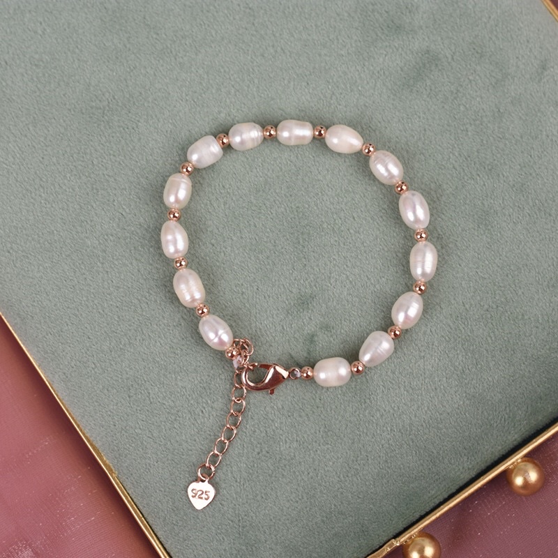 Vòng tay 8ly hạt dài mix bi titan