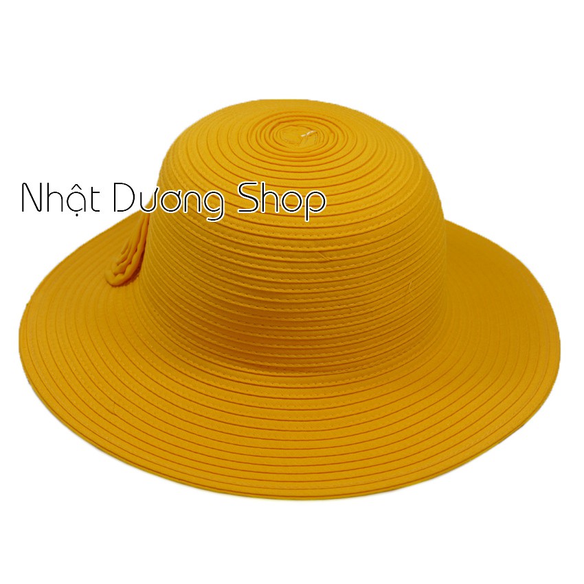 [ FREESHIP ] Nón bo nữ rộng vành 8cm có gắn hoa với chất liệu cói cao cấp, sang trọng che nắng cực tốt
