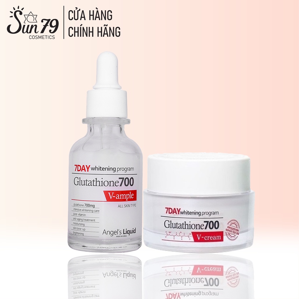 Combo Dưỡng Trắng Da 7DAY Angel's Liquid Whitening Program Gutathione 700V ( SR + Kem )