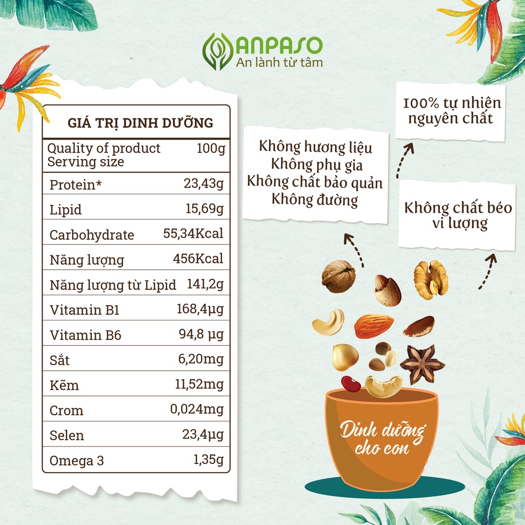 Ngũ Cốc Dinh Dưỡng Anpaso - Tăng Cân, Giảm Cân Bổ Sung Vitamin Hộp 500g-hsd 12 Tháng