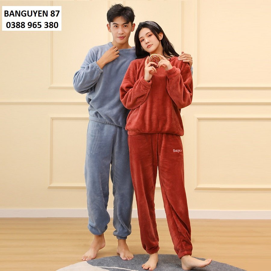 Bộ ngủ lông nhung ấm áp mùa đông nhiều màu cho cả nam và nữ sẵn hàng