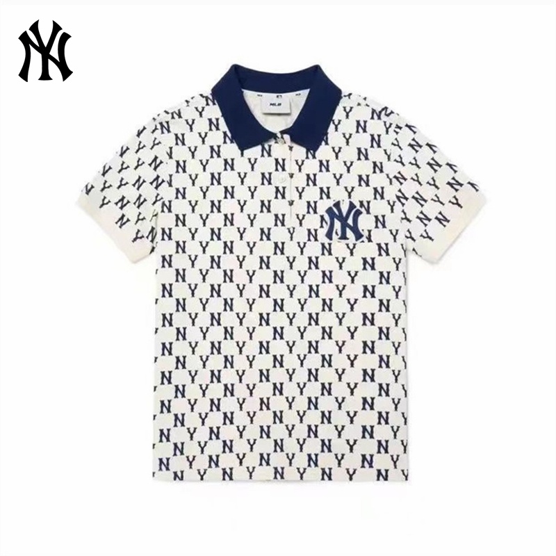 Áo Thun Polo Tay Ngắn Có Cổ Họa Tiết Logo MLB NY Cho Nam