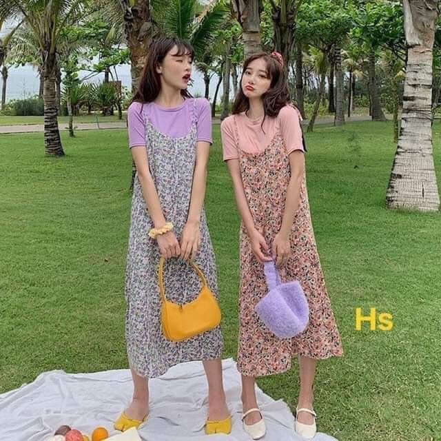 Set Váy Vintage Hoa Nhí Mix Áo Phông Unisex Cheery Store SP000968