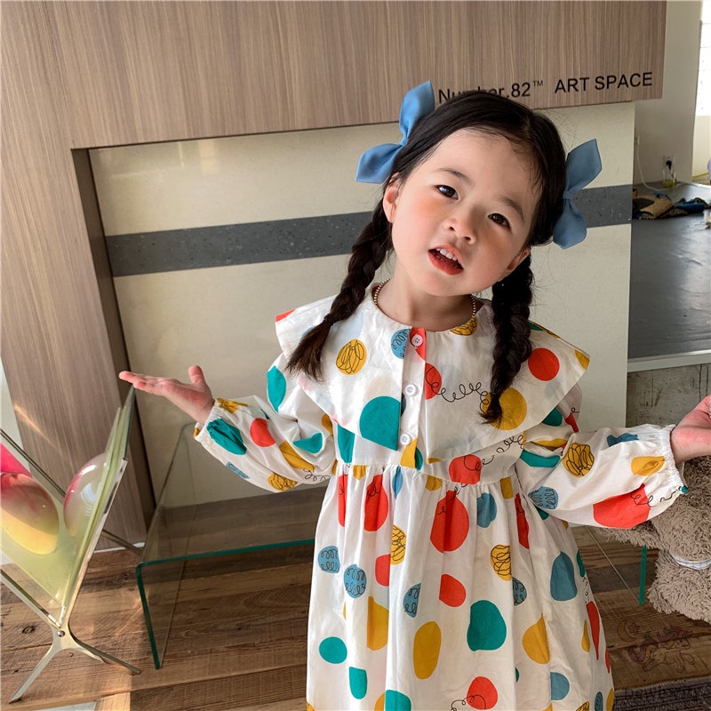 Đầm DàI Tay In HọA TiếT CầU VồNg Cho Bé