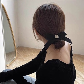 Kẹp tóc nơ đen đính ngọc sang chảnh