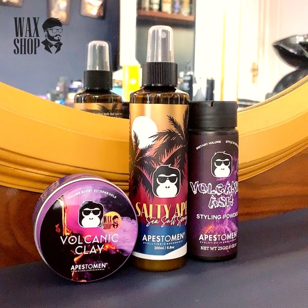 [Combo 3 Bước + Giảm 311K ] Sáp Vuốt Tóc Nam Volcanic Clay + Bột Tạo Phồng Volcanic Ash Styling + Spray Salty Ape