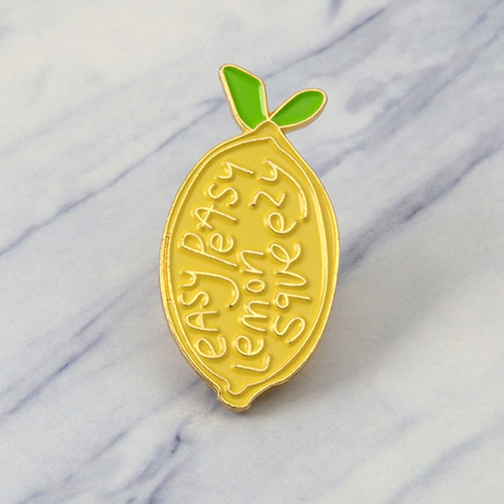 YOML✔Cartoon Lemon Enamel Letters Brooch Pin Unisex Denim Backpack Decor Party Badge