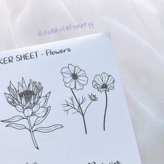 Bullet Journal Sticker - Hoa dại - Đen