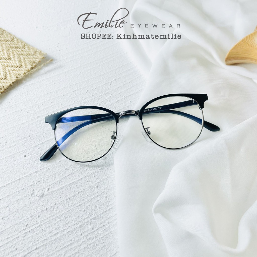 Gọng kính tròn nữ clubmaster Emilie eyewear phụ kiện thời trang 6214