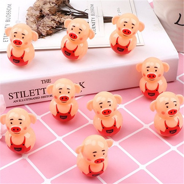 Đồ chơi Lật đật mini hình con heo hồng đỏ dễ thương chất liệu nhựa an toàn cho béyoungcityshop 30.000