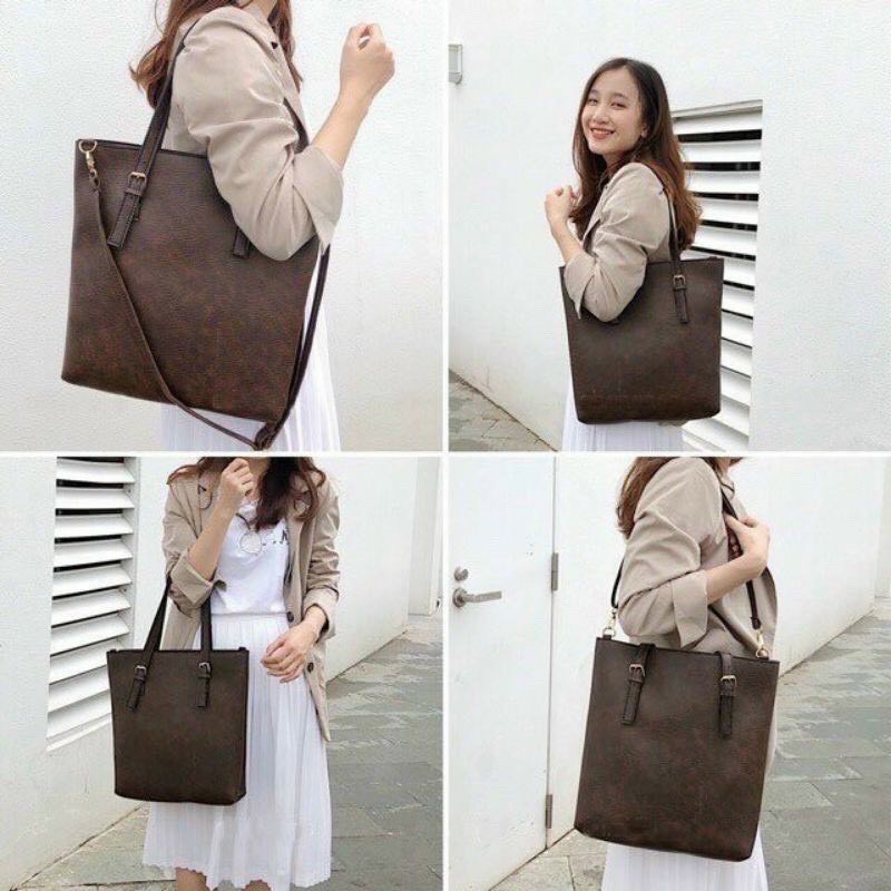 Túi Tote Đựng Vừa A4 Ba Màu, Túi Xách Công Sở Trơn Da Mềm Siêu Hot - Chan Bag CB338