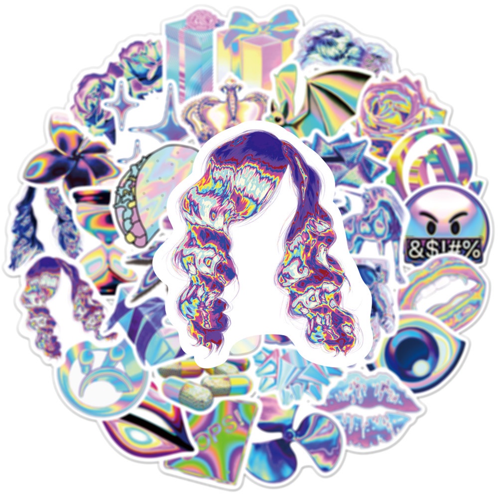 50 nhãn dán màu laser chống nước họa tiết hoạt hình trang trí điện thoại/máy tính xách tay