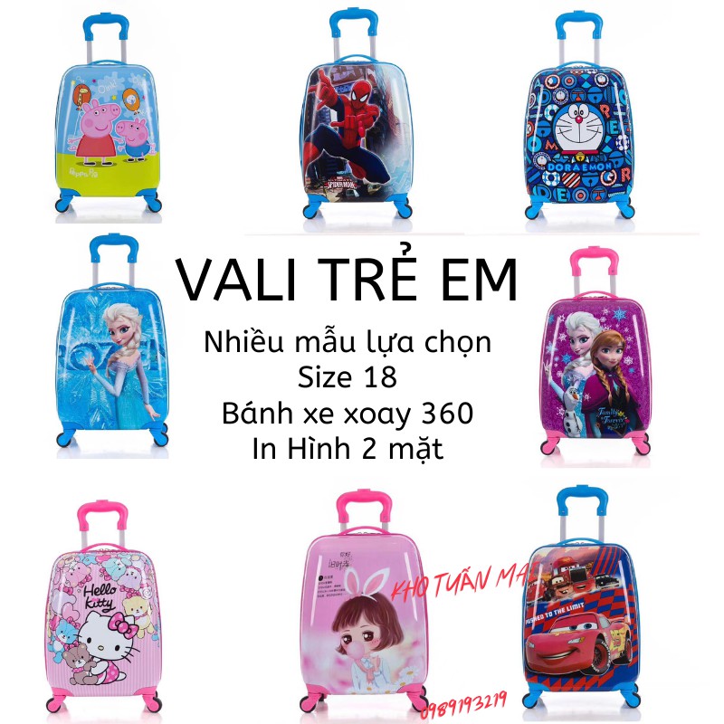vali cho bé 🌺SALE🌺 hai mặt in Vali kéo cho trẻ em trai gái cao cấp sẵn hàng nhập khẩu đc loại 1