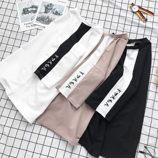 Áo thun tay lỡ thêu chữ nhật