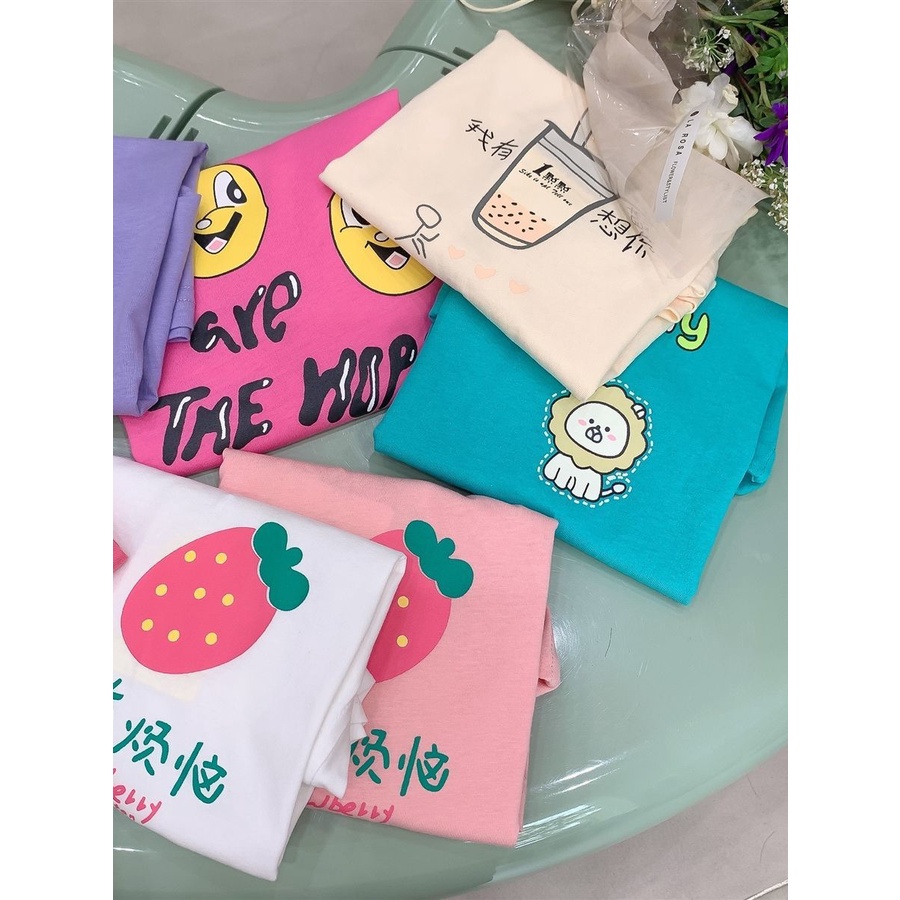 Áo Thun Cotton Tay Ngắn Nhiều Màu Sắc Phong Cách Phương Tây Thời Trang Mùa Hè Dành Cho Bé Gái 0601