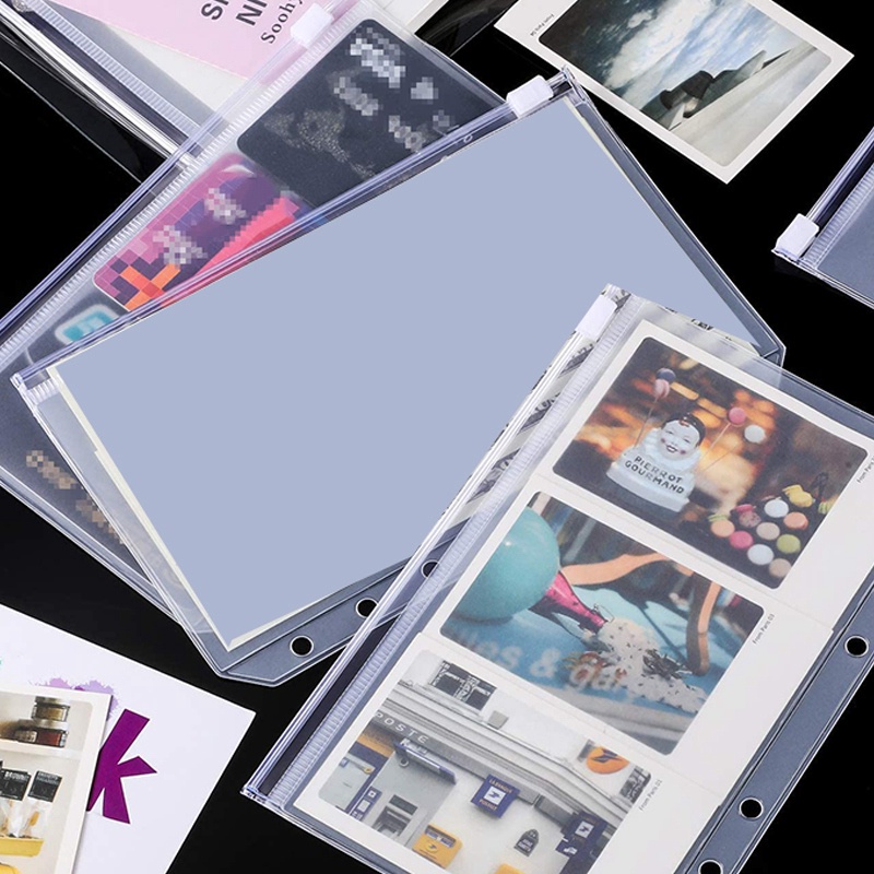 Set 15 túi đựng tài liệu cỡ A6 6 lỗ có khóa kéo tiện dụng