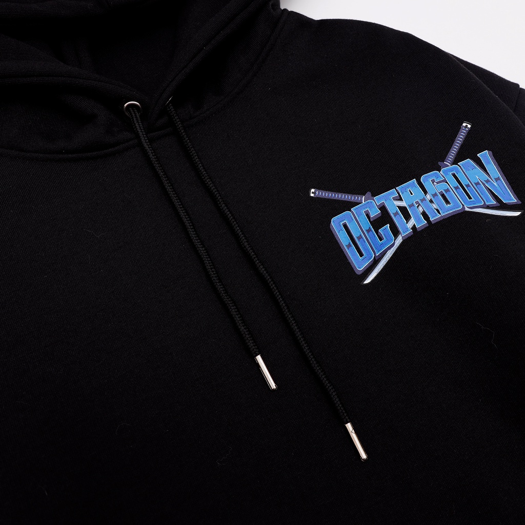ÁO HOODIE OCTAGON SAMURAI MÀU ĐEN NỈ BÔNG FORM OVERSIZE