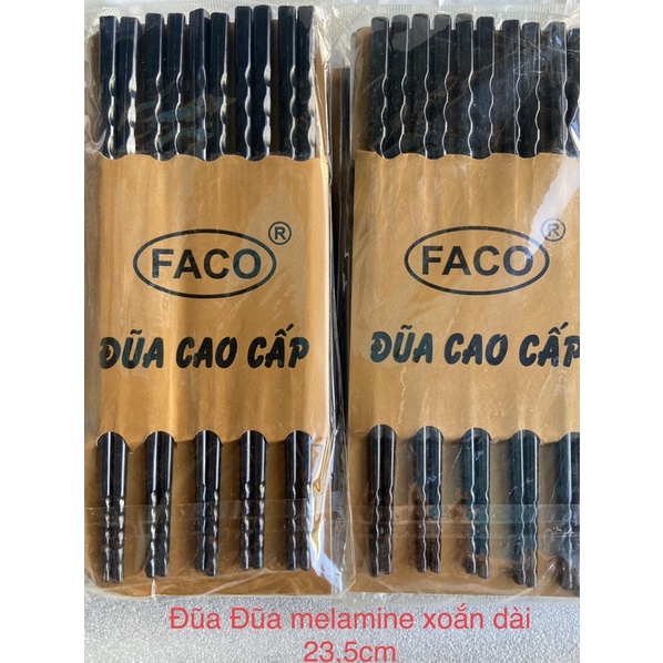 Set 10 Đôi Đũa Nhựa Xoán melamine Chốn Trơn dài 23cm Hiệu FACO Cao Cấp