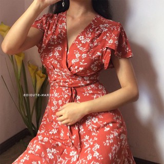 [Nhiều màu] Váy hoa đắp vạt chéo xuất Hàn (có sẵn)