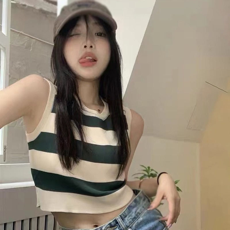 Áo Tank Top Dệt Kim Sát Nách Form Ôm Phong Cách Hàn Quốc