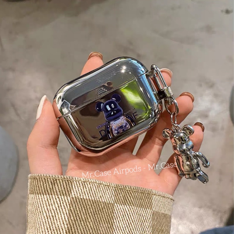 Case Airpods 1/2 /Pro Vỏ Ốp Tai Nghe Hình Kaws Màu Xanh Siêu Ngầu Tráng Gương Kèm Móc khoá - Mr.Case AirPods