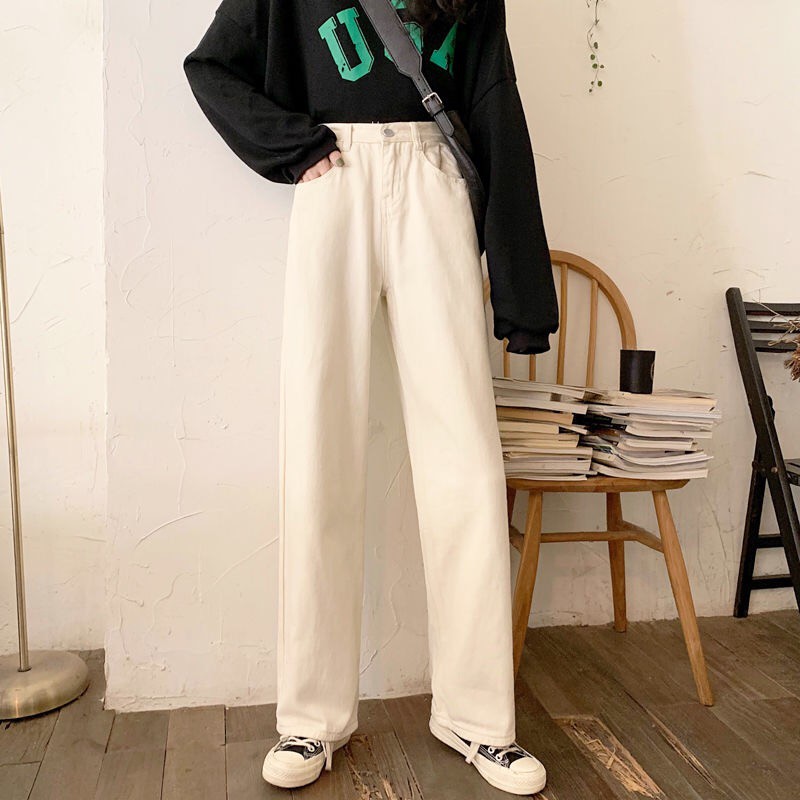 Quần Jeans Dài Lưng Cao Thời Trang Hàn Quốc Cho Nữ