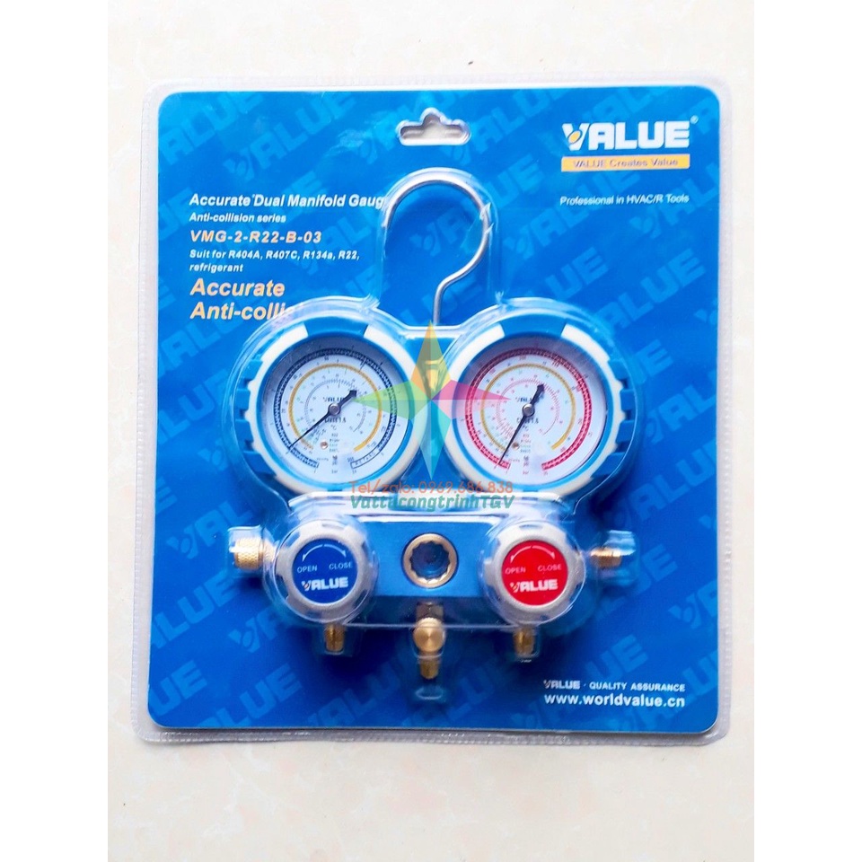 Bộ đồng hồ nạp Gas R22 đôi VALUE VMG-2-R22-B