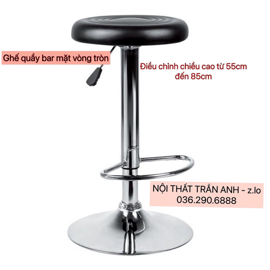 Ghế quầy bar makeup mặt vòng tròn đệm da – không tựa