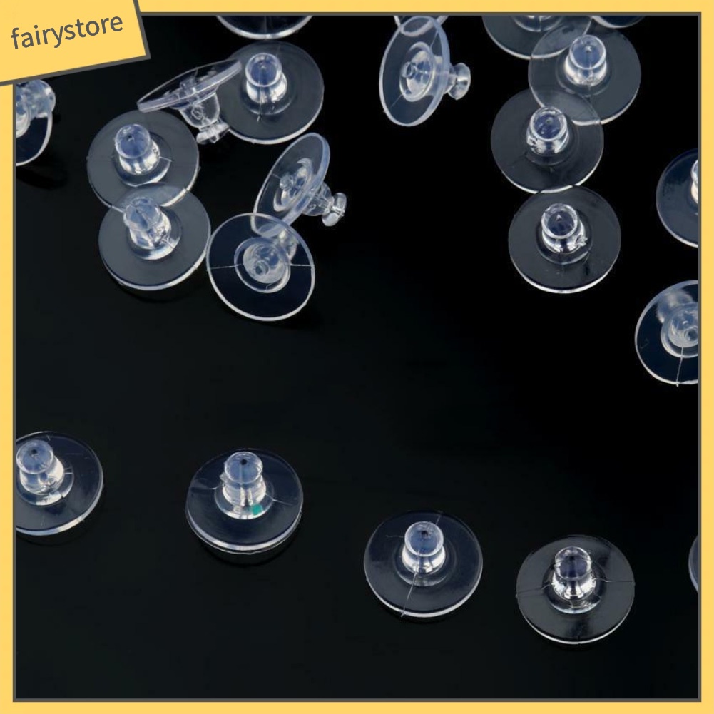 Set 100 nút chặn khuyên tai làm từ silicon không độc hại trong suốt tiện dụng