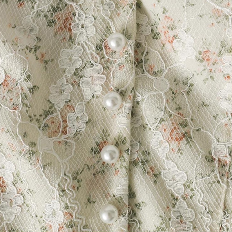 Áo croptop hai dây phối ren đính ngọc trai thời trang cho nữ