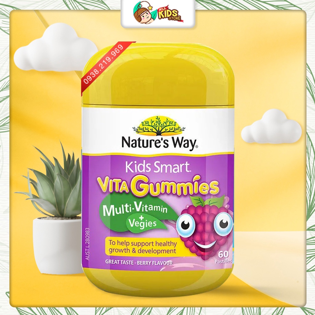 Kẹo Dẻo Nature's Way Kids Smart Multivitamin + Vegies bổ sung chất xơ cho bé