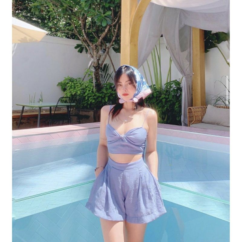 set áo dây xoắn ngực quần short ống rộng ( hình thật) | BigBuy360 - bigbuy360.vn