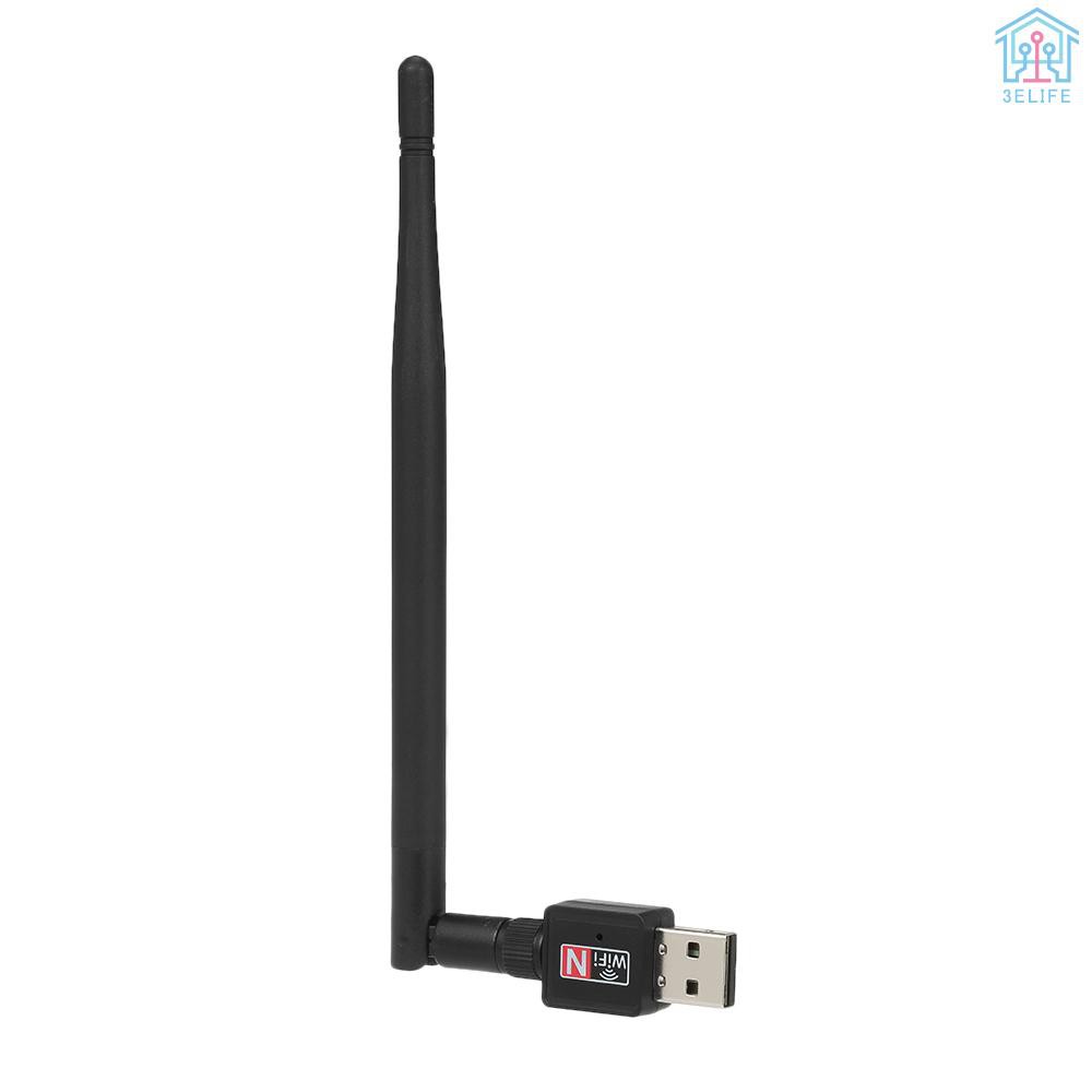 【E&amp;V】600Mbps Wireless USB WiFi Adapter Dongle 2.4GHz Network LAN Card 802.11b/g/n Standard with 2dBi Detachable Antenna for Desktop Laptop PC Compute