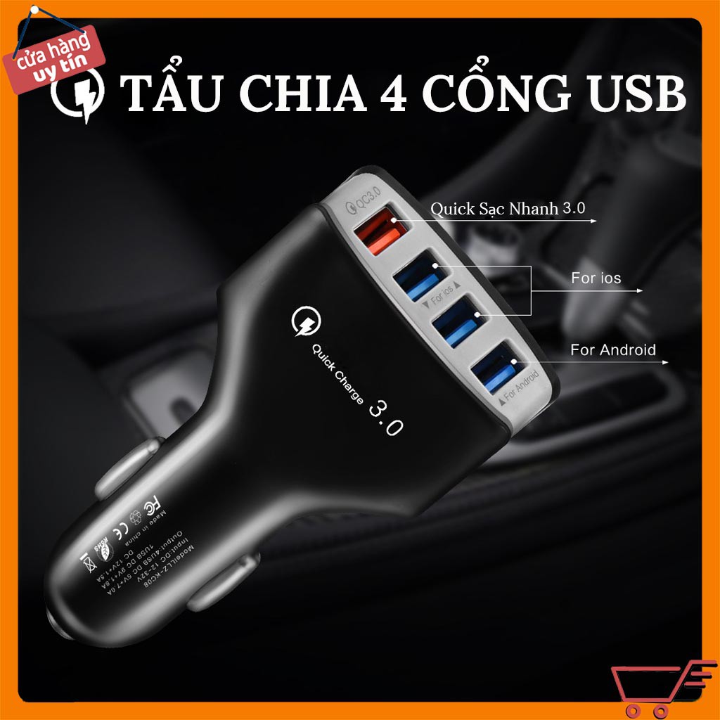 Tẩu Sạc Ô Tô 4 Cổng USB