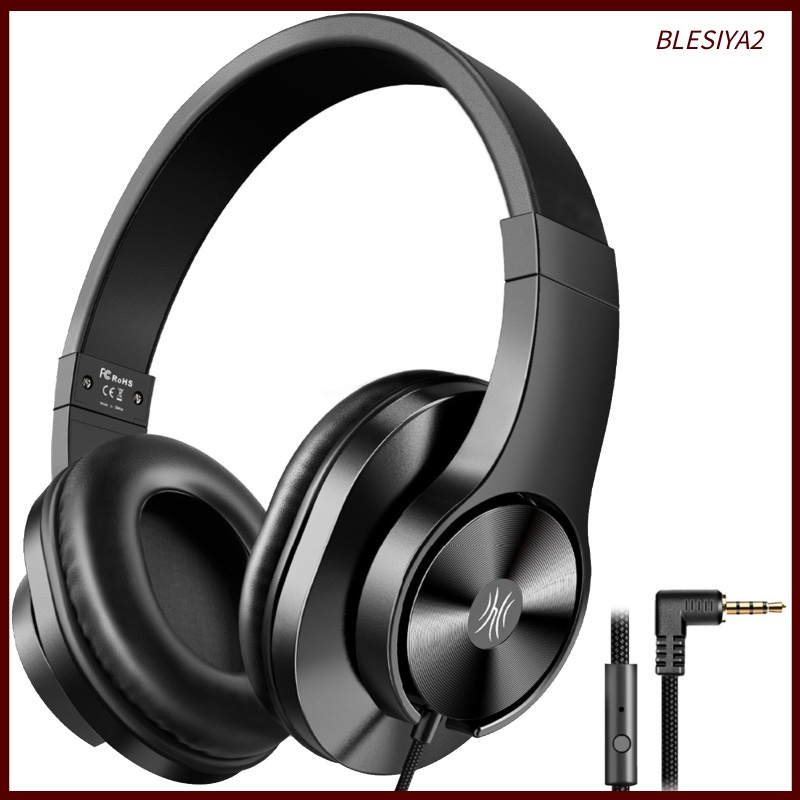 [BLESIYA2] Wired Headphones Over Ear Headset w/ Microphone Stereo Bass Earphone
