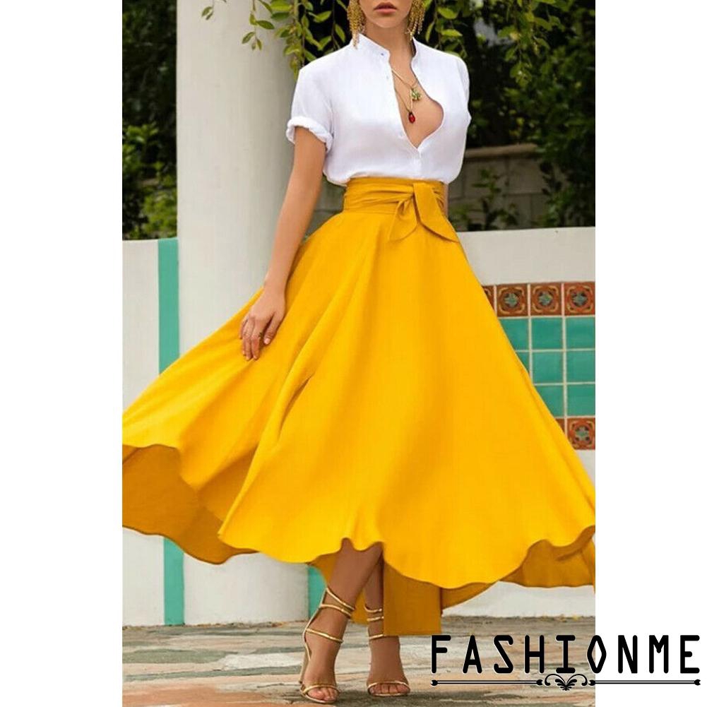Chân váy maxi lưng cao xếp ly dành cho nữ | BigBuy360 - bigbuy360.vn