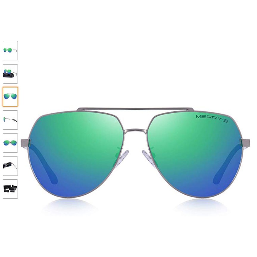 KÍNH NAM ĐEN / TRÁNG GƯƠNG XANH LÁ MERRY'S MEN CLASSIC PILOT SUNGLASSES HD POLARIZED SHIELD UV400 PROTECTION S8175