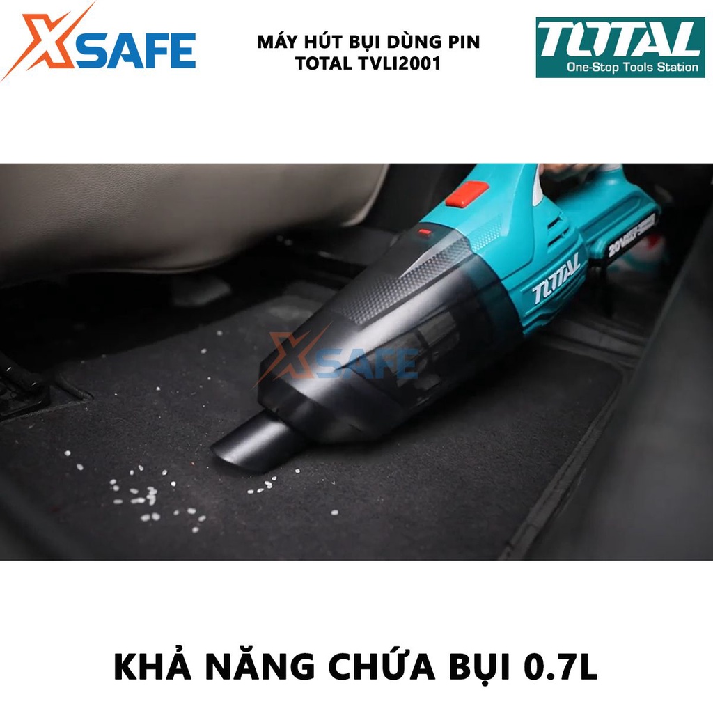 Máy hút bụi pin 20V TOTAL TVLI2001 | Máy hút bụi dùng pin, điện thế pin 20V, khả năng chứa bụi 0.7L - chưa gồm pin sạc