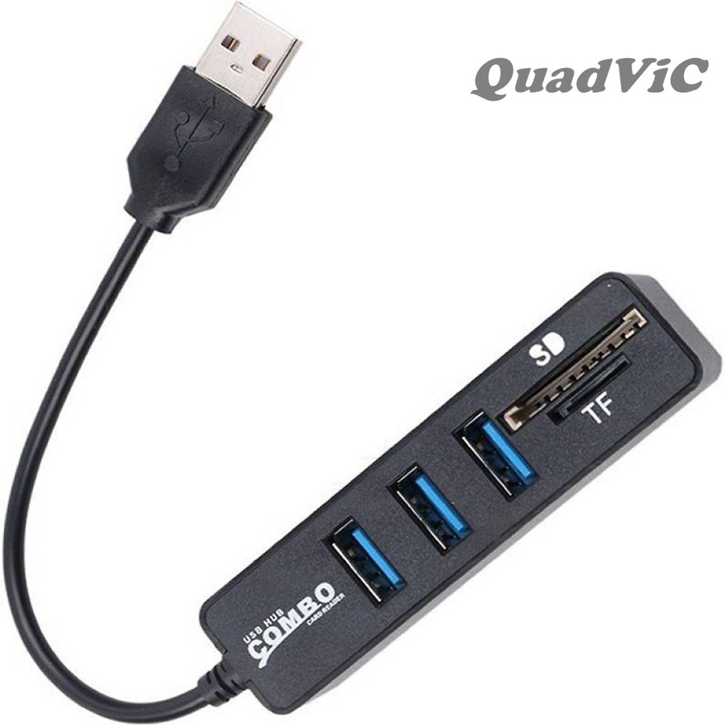 Hub USB 2 in 1 hub combo 2 trong 1 với 3 cổng USB 2 khe thẻ nhớ Micro USB và thẻ SD BH 3 Tháng QUADVIC.COM N00158
