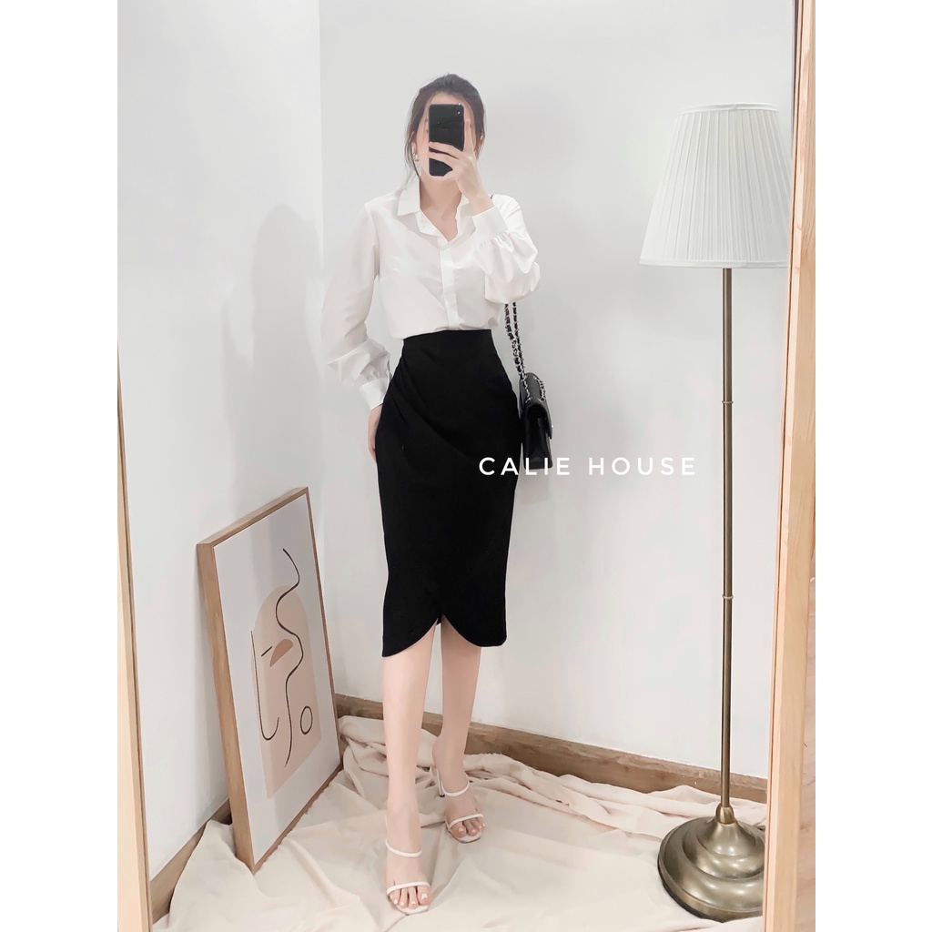 Chân váy nữ bút chì nhún eo tinh tế thanh lịch thời trang công sở Calie House CV50 | BigBuy360 - bigbuy360.vn