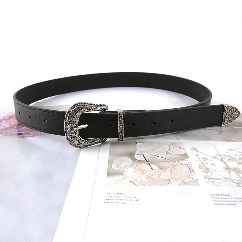 Thắt lưng da dây nịt nam nữ Y2K KuuClothes Vintage da PU hoa văn cổ điển phong cách Hàn Quốc - Thắt Lưng GD