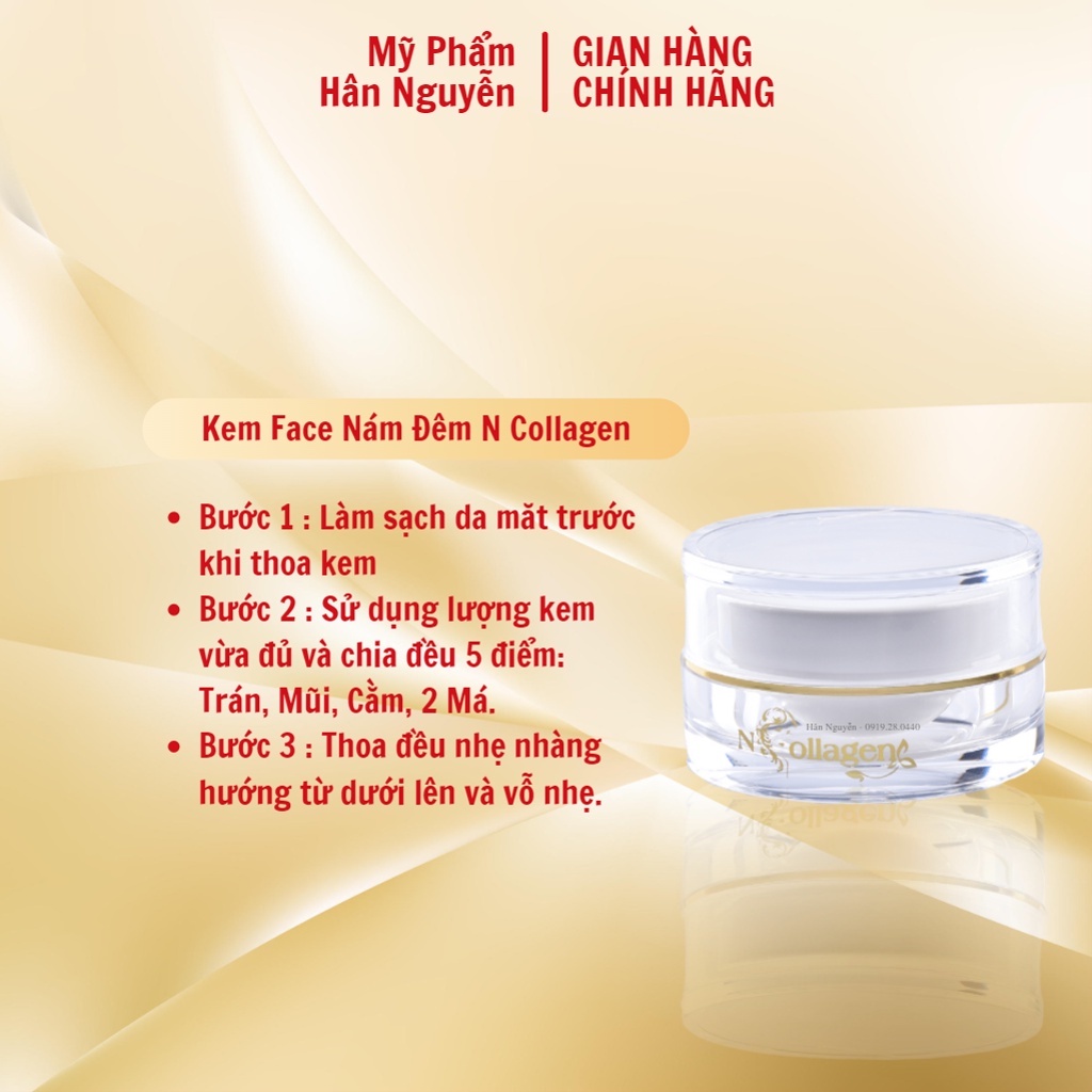 Kem face nám đêm dưỡng ẩm trắng da mờ thâm nám Ncollagen Hân Nguyễn 25g 8938526572294