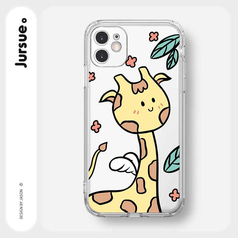 Ốp lưng JURSUE mềm hoạt hình cặp đôi dễ thương đẹp cho iPhone 13 12 11 Pro Max SE 2020 X XR XS ip 8 7 Plus kute Y1754
