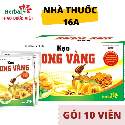 &lt;COMBO&gt; 10 TÚI 2 VIÊN HOẶC 2 TÚI 10 VIÊN - KẸO ONG VÀNG - HỖ TRỢ GIẢM HO, ĐAU HỌNG - DÙNG ĐƯỢC CHO NGƯỜI TIÊU ĐƯỜNG