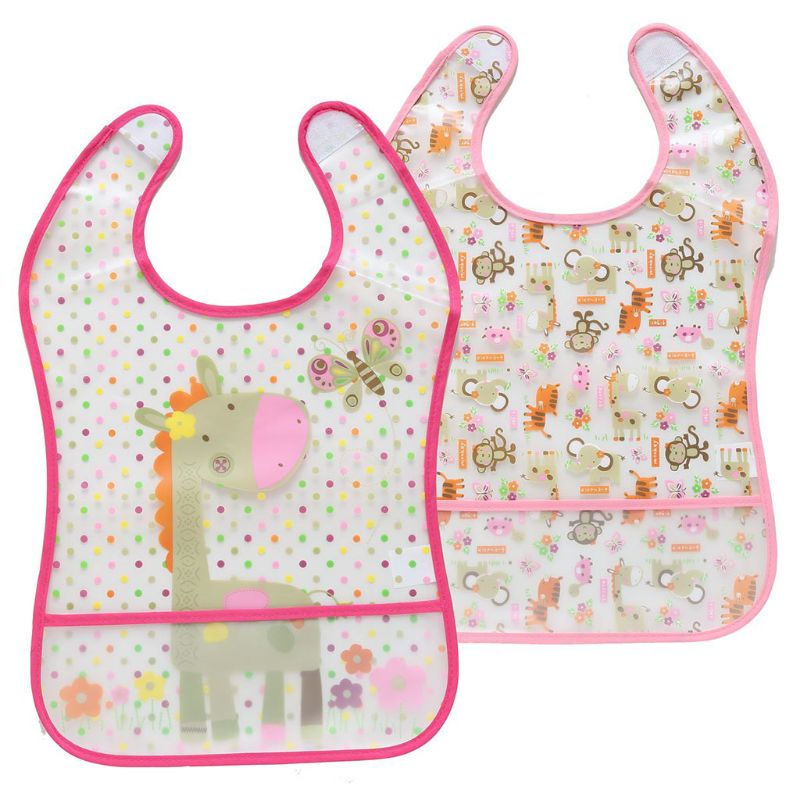 Bộ 2 Yếm Ăn Sát Nách Chống Thấm Nước In Hoạt Hình Dễ Thương Cho Bé