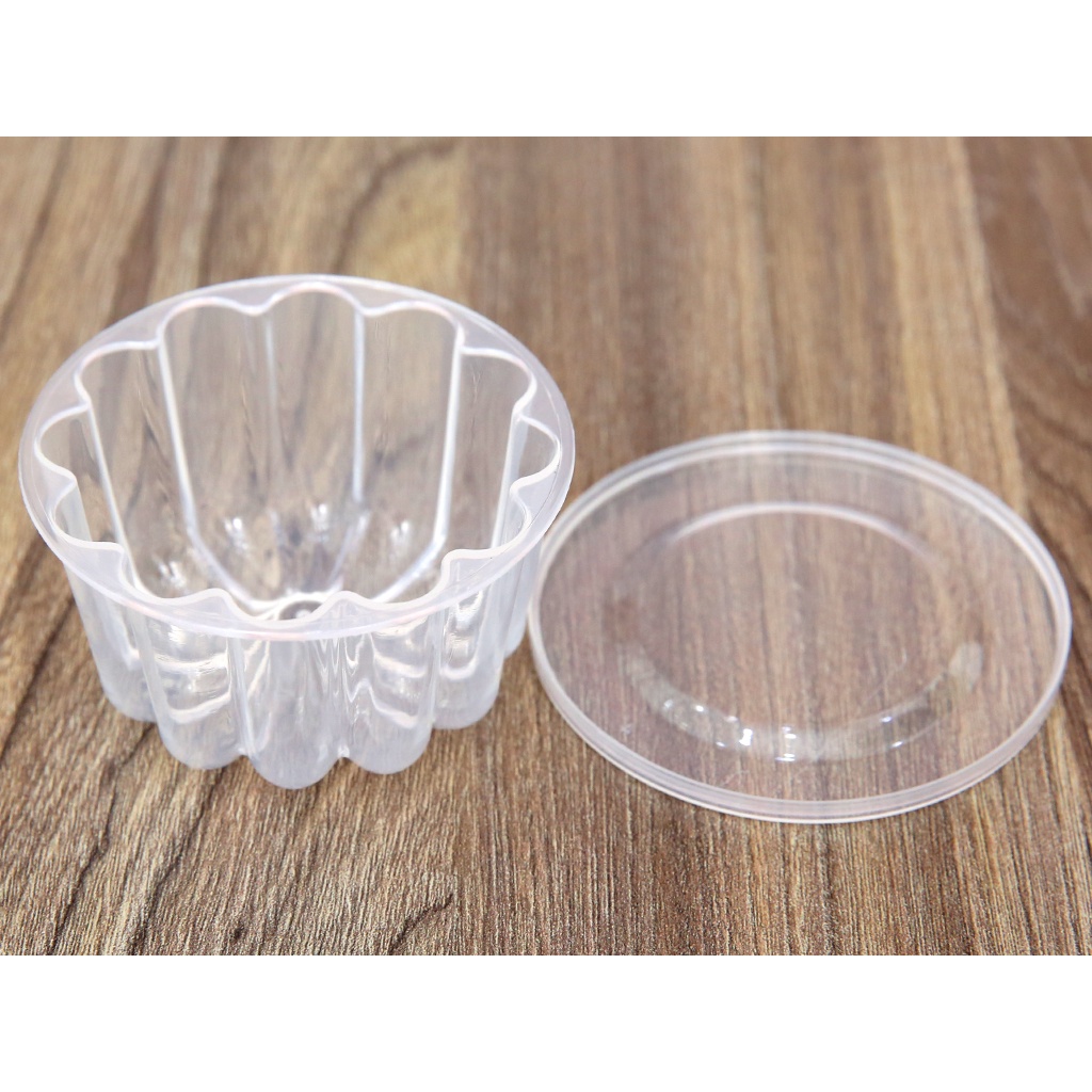 Combo 10 Khuôn Làm Rau Câu , Bánh Flan , Rau Câu Trung Thu Hình Hoa Văn Có Nắp Tiện Lợi
